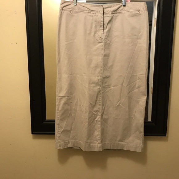 Venezia Straight Denim Midi Skirt Plus Sz18 Beige Slit Back Pockets Used - Picture 11 of 16